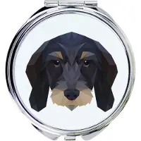 Art-Dog Teckel à poil dur - Miroir avec photo et impression géométrique de la marque