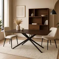 Home Deco Factory Table Extensible - - Tiffany - Moderne - Pratique - Marron et Noir