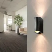 Silamp Applique Murale Noire LED IP44 pour 2 ampoules GU10