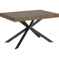 Ityhome - Table extensible 120/204x80 cm Plaker effet bois, noyer pieds anthracite