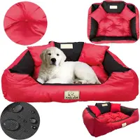 AIO Factory Lit pour chien, Lit pour chien imperméable, 145X115 Cm, Espace nominal, Canapé, Oreiller, Dormir, Rouge