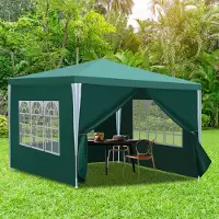 HENGDA Pavillon de jardin avec 4 éléments latéraux tente portable étanche avec tubes en spirale tente de réception vert 3 x 3 m