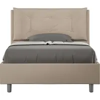 Ityhome - Lit 1 place et demi coffre rembourré 120x190 similicuir taupe Annalisa Large