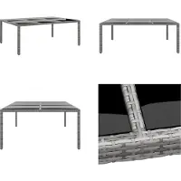 vidaXL Table de jardin 200x150x75 cm verre dur et poly rotin gris - Table de jardin - Tables de jardin - Table de jardin à manger - Outdoor Esstisch