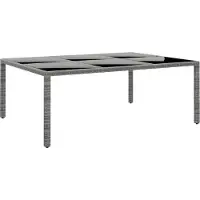 Prolenta Maison Exclusive - Table de jardin 200 x 150 x 75 cm, verre trempé et rotin synthétique gris