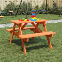 Prolenta Table de pique-nique exclusive pour 4 enfants, avec trou pour parasol, en bois massif de sapin