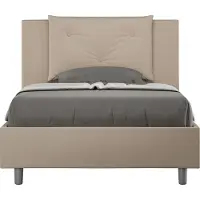 Ityhome - Lit 1 place et demi coffre rembourré 120x190 similicuir taupe Appia