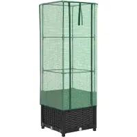 Syfax Jardinière surélevée avec housse aspect rotin 40x40x139 cm