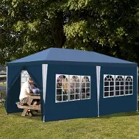 Yakimz Pavillon Tente de jardin - Nettoyage facile, durable avec panneaux latéraux, parfaite tente de réception Bleu 3x6m