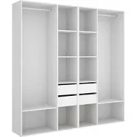 Dmora Mala - Armoire Grande, 196x205h cm Blanc, 4 Tiroirs