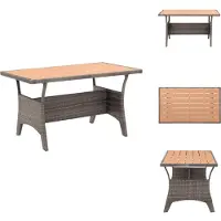 vidaXL Table de jardin Gris 120x70x66 cm Poly Rotin - Tables de jardin