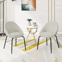 Merax Chaise de salle à manger Lot de 2 chaises en bouclé avec cadre métallique et repose-pieds réglables, chaise de salon Chaise de salle à manger Chaise rembourrée Chaise de table de salle à manger