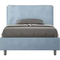 Ityhome - Lit 1 place et demi coffre rembourré 120x200 microfibre bleu clair Antea Large