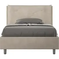 Ityhome - Lit 1 place et demi coffre rembourré 120x210 microfibre sable Appia Large
