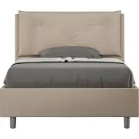 Ityhome - Lit 1 place et demi coffre rembourré 120x200 similicuir taupe Appia Large