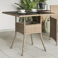 Prolenta Maison Exclusive - Table de jardin avec plateau en verre beige 80x80x75 cm Poly Rattan