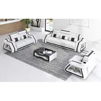 JV Möbel Ensemble de canapés 3pcs Blanc JVmoebel