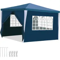 HENGDA Pavillon de jardin avec tubes spiralés amovibles et grandes fenêtres Tente de réception imperméable portable, pavillon de jardin, 3 x 3 m / 3 x 6m