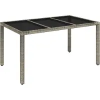 Syfax Table de jardin dessus en verre Gris 150x90x75cm Résine tressée