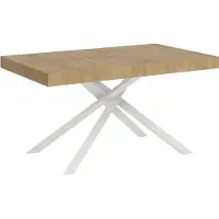 Ityhome - Table extensible 140/224x80 cm Karida chêne nature pieds blancs