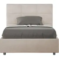 Ityhome - Lit 1 place et demi coffre rembourré 120x190 microfibre sable Mika