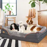 StarTech.com Lit pour chien XXXL - Matelas orthopédique en mousse - Tapis pour chien ultra-moelleux - Bordure rembourrée de coton - Housse amovible - Imperméable - Gris foncé