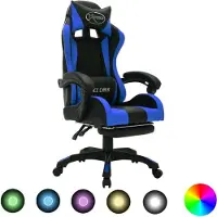 Syfax Fauteuil de jeux vidéo avec LED RVB Bleu et noir Similicuir