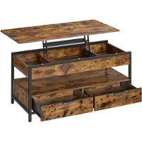 Vasagle Table basse réglable en hauteur 50x100x(48-63) cm en style industriel, marron et noir