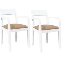 Syfax Chaises à manger coussins 2 pcs blanc bois massif caoutchouc