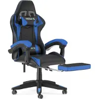 Bigzzia Chaise de jeu avec repose-pieds - chaise de jeu ergonomique - avec coussin lombaire + appui-tête - chaise de jeu - réglable en hauteur - couleur