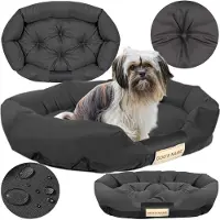 AIO Factory Lit pour chien, Lit pour chien, 130X105 Cm, Espace nominal, Canapé, Oreiller, Dormir, Ovale, Noir