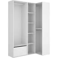 Dmora Tobias - Grande Armoire, 145x205h cm Blanc, 8 Étagères