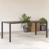 Prolenta Maison Exclusive - Table de jardin avec plateau en verre noir 190x90x75 cm Poly Rotin