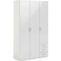 Dmora Aquilone - Armoire 3 Portes, 116x50 cm Blanc Brillant, 4 Étagères