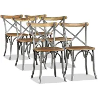 Syfax Chaises à manger lot de 6 bois de manguier massif et acier
