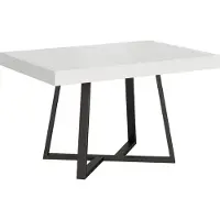 Ityhome - Table extensible 130/234x90 cm Zeplir frêne blanc pieds anthracite