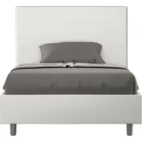 Ityhome - Lit 1 place et demi coffre rembourré 120x200 similicuir blanc Focus
