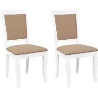 Syfax Chaises à manger coussins 2 pcs blanc bois massif caoutchouc