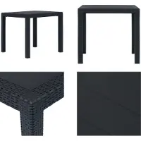 vidaXL Table de jardin Anthracite 79 x 79 x 72 cm plastique aspect rotin - Table de jardin - Tables de jardin - Table d'extérieur - Outdoor Tische