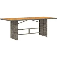 Syfax Table de jardin et dessus en bois d'acacia gris résine tressée