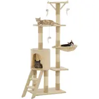 Syfax Arbre à chat avec griffoirs en sisal 138 cm Beige