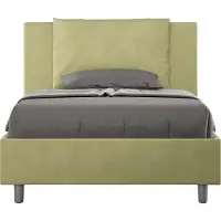 Ityhome - Lit 1 place et demi coffre rembourré 120x190 microfibre vert Antea
