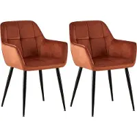 CLP Chaises de salle à manger Emia (lot de 2) - revêtement en velours, pieds en métal noir - Noir