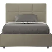 Ityhome - Lit 1 place et demi coffre rembourré 120x210 similicuir cappuccino Mika