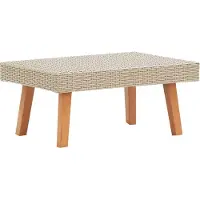 The Living Store Table basse de jardin Poly Rotin Beige