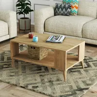 Dmora Lozio - Table basse, 90x42x54h cm Chêne brun, un compartiment