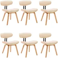 Syfax Chaises à manger lot de 6 crème bois courbé et similicuir