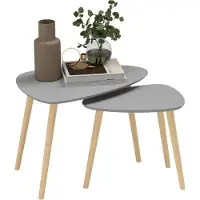 StarTech.com lot de 2 tables de salon - triangulaire - bois, moderne minimaliste - 59,5×39,5×45 et 44,5×28,5×40 cm - gris clair