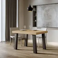 Itamoby - Table extensible 120/380x90 cm Bridge chêne nature pieds anthracite