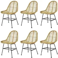 The Living Store Chaises de salle à manger 6 pièces Rotin naturel